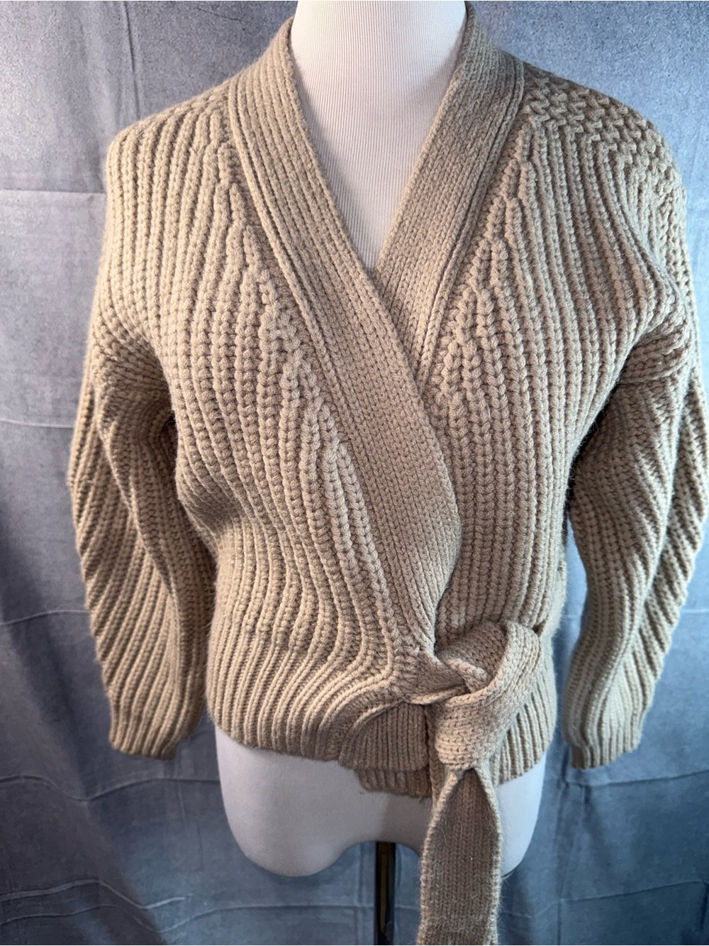 2385-emory park Cream Knit Wrap Cardigan